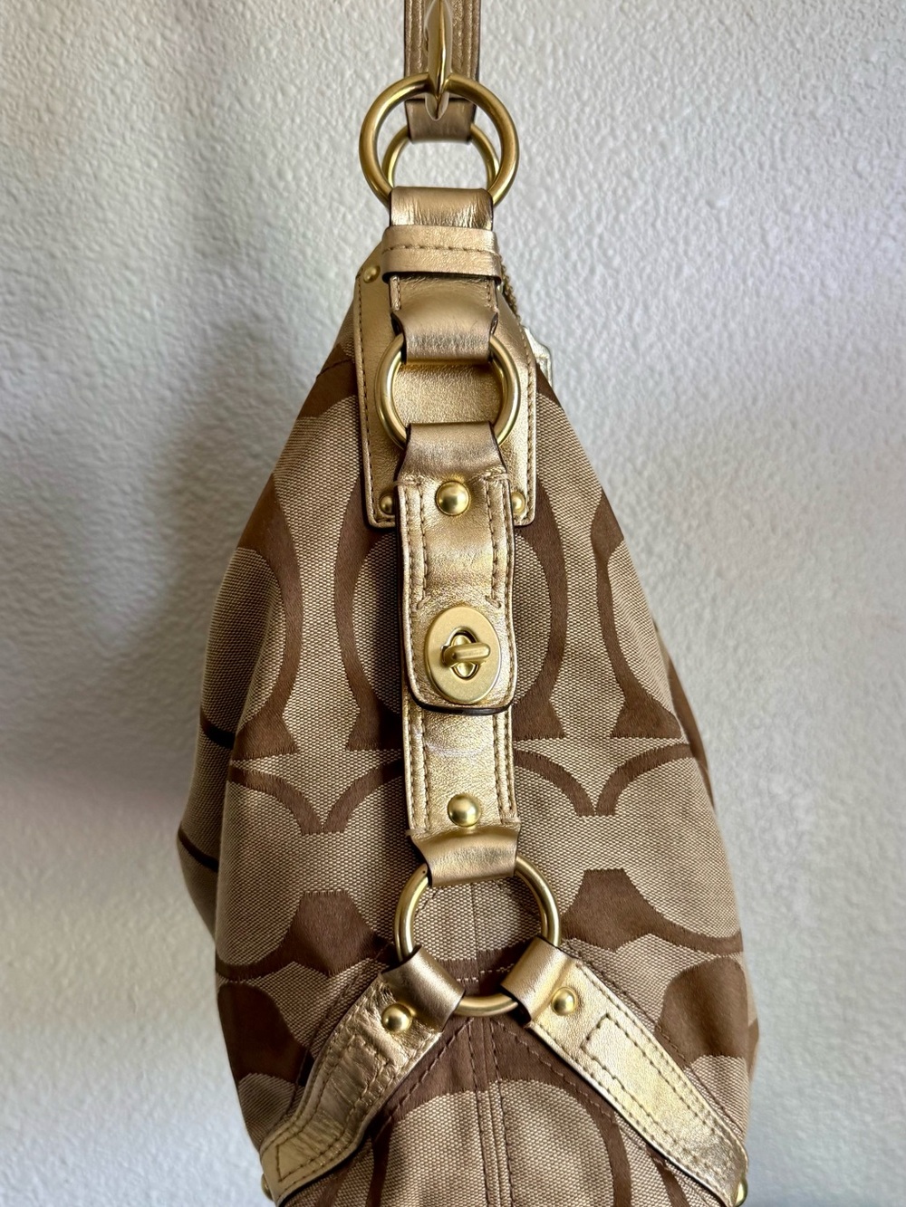 Coach Brown Signature Carly Hobo Bag - Classic Canvas - Picture 3 of 14